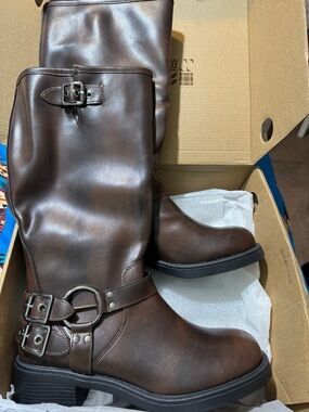 Brown Mid-Calf Harness Boots